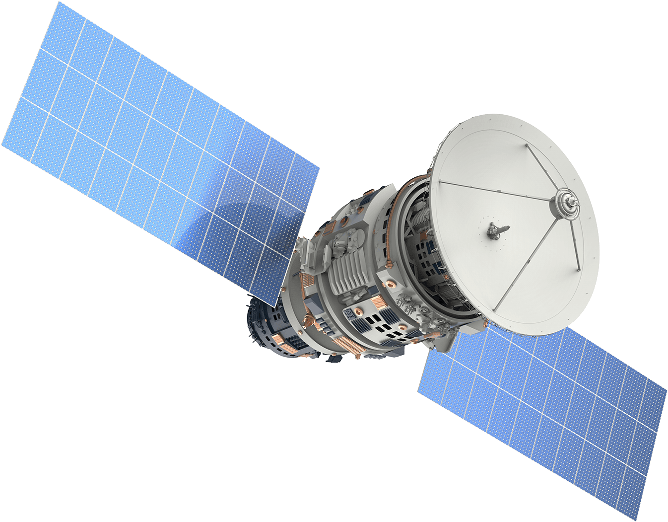 Orbiting Satellite Isolatedon Gray