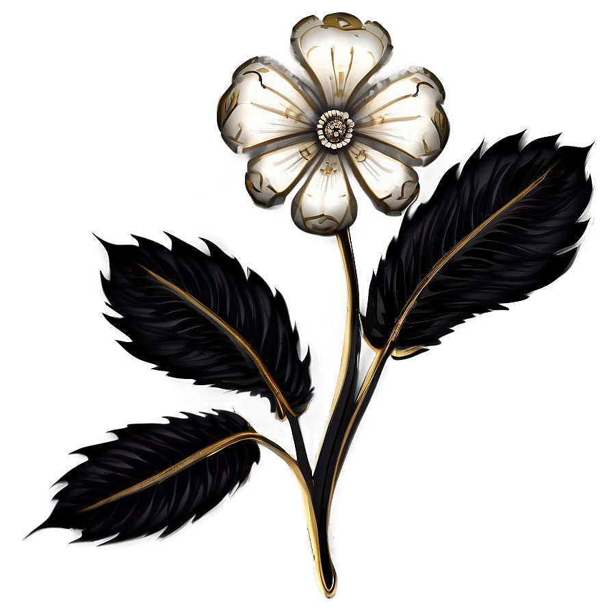 Ornamental Black White Flowers Png 7