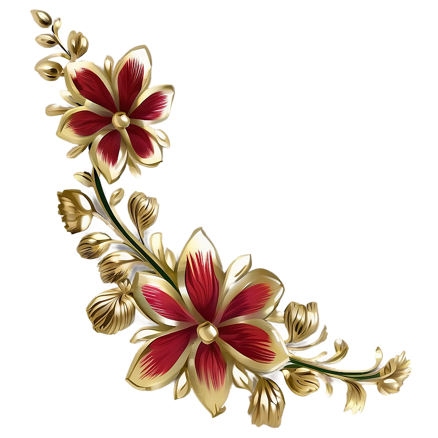 Ornate Floral Corner Decoration Png 28