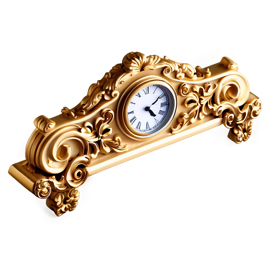 Ornate Gold Clock Png Qim26