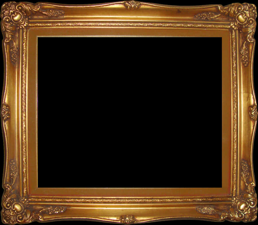 Ornate Golden Frame Black Background