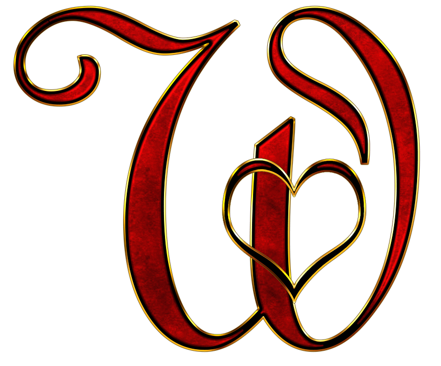 Ornate Golden Red Letter U