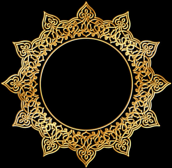 Ornate Golden Round Frame