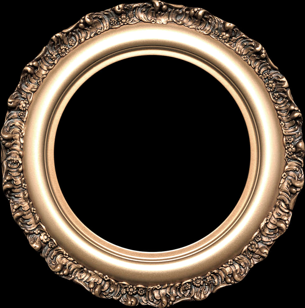 Ornate Golden Round Frame