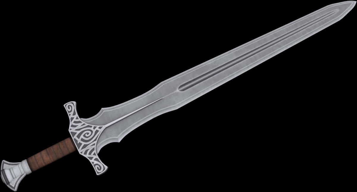 Ornate Medieval Sword Black Background