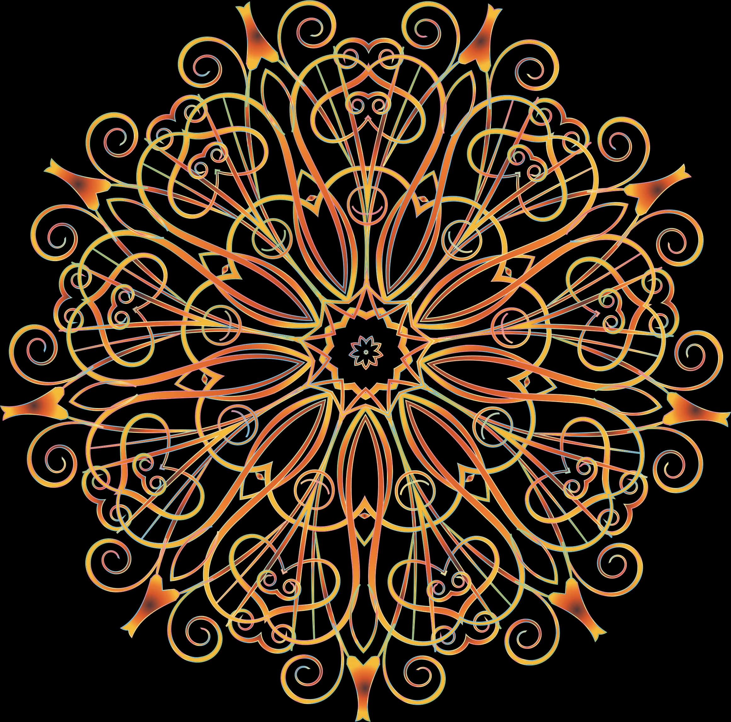 Ornate Orange Mandala Art