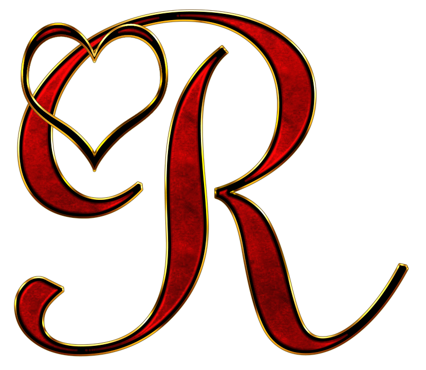 Ornate Red Gold Letter R