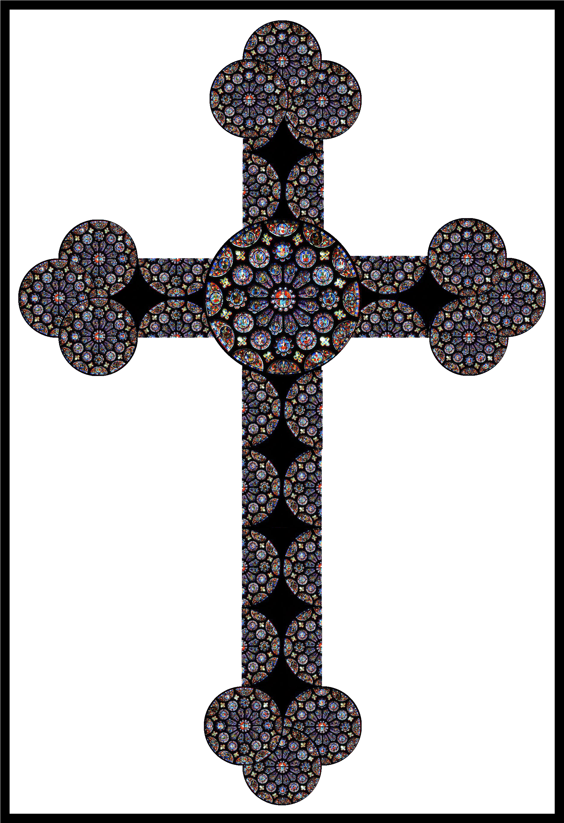 Ornate Stained Glass Cross Design