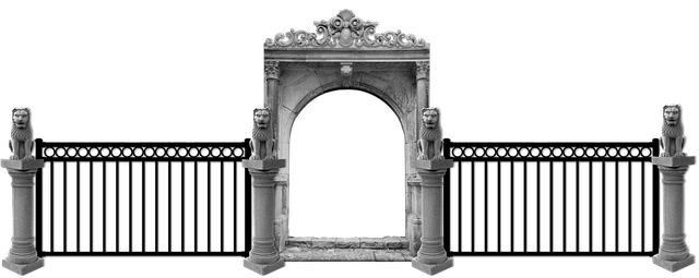 Ornate Stone Gatewith Lion Statues