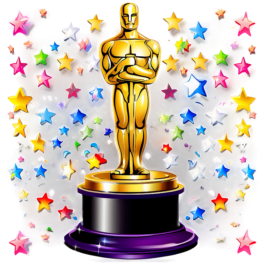 Oscar Trophy With Stars Png Tel46