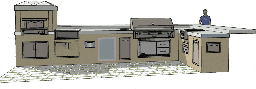 Outdoor Kitchen Design Concept With Person