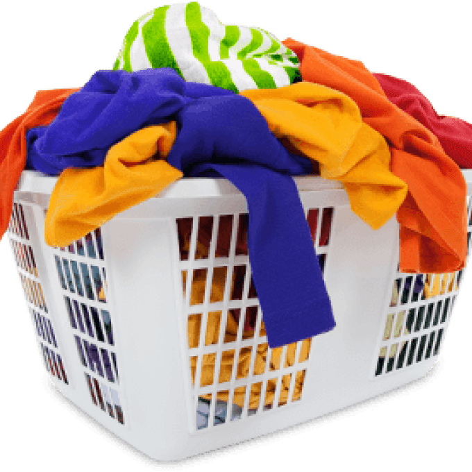 Overflowing Laundry Basket Colorful Clothes