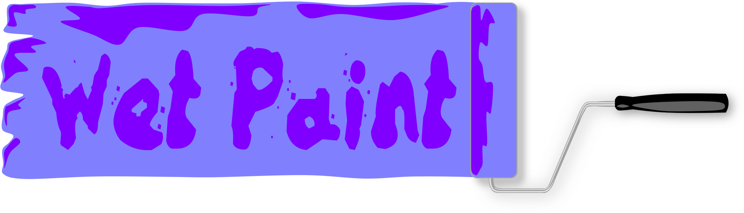 Paint Roller With Wet Paint Sign