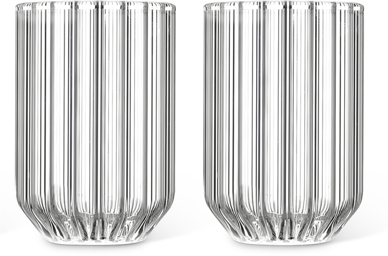 Pairof Clear Ribbed Glass Tumblers