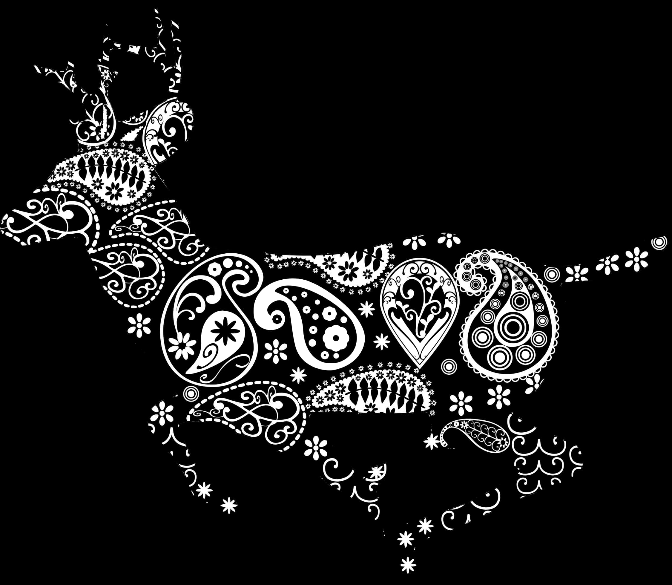 Paisley Patterned Deer Silhouette