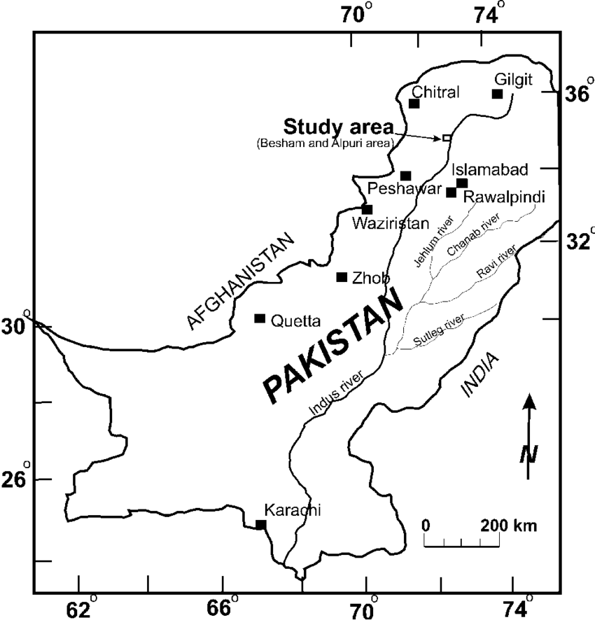 Pakistan Map Study Area Indicated