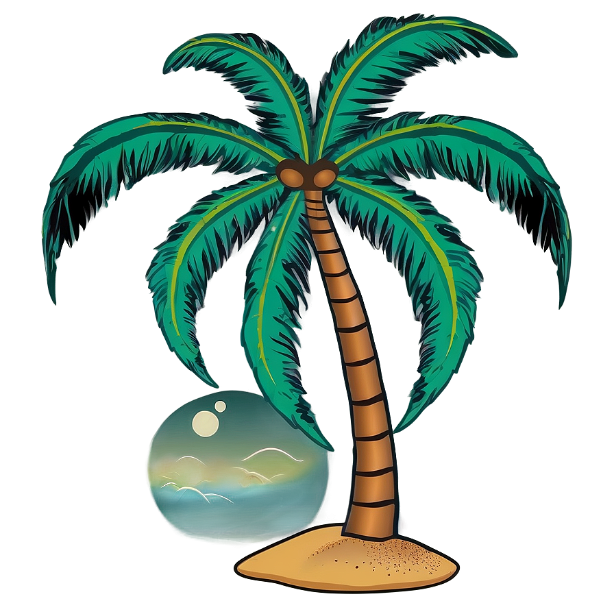 Palm Tree Silhouette On Beach Png 74