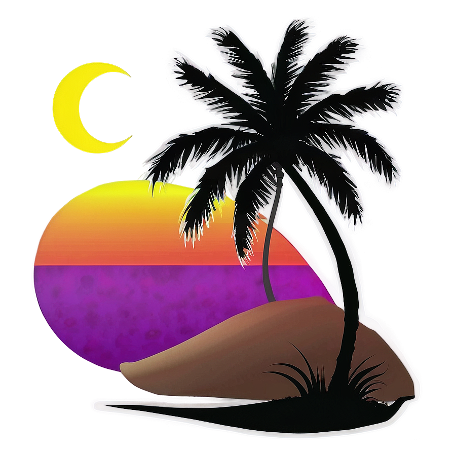 Palm Tree Silhouette On Beach Png Iir