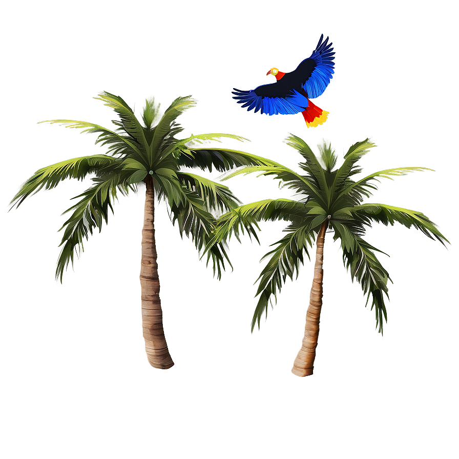 Palm Trees With Birds Png 12