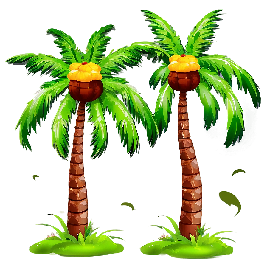 Palm Trees With Coconuts Png Rjx