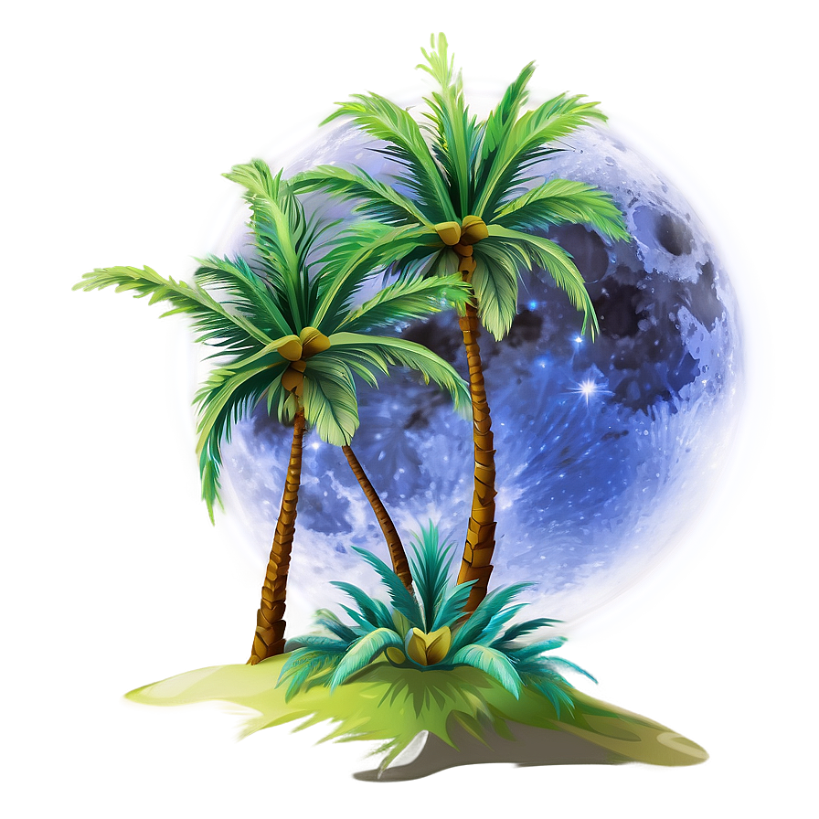 Palm Trees With Moon Png Bsy