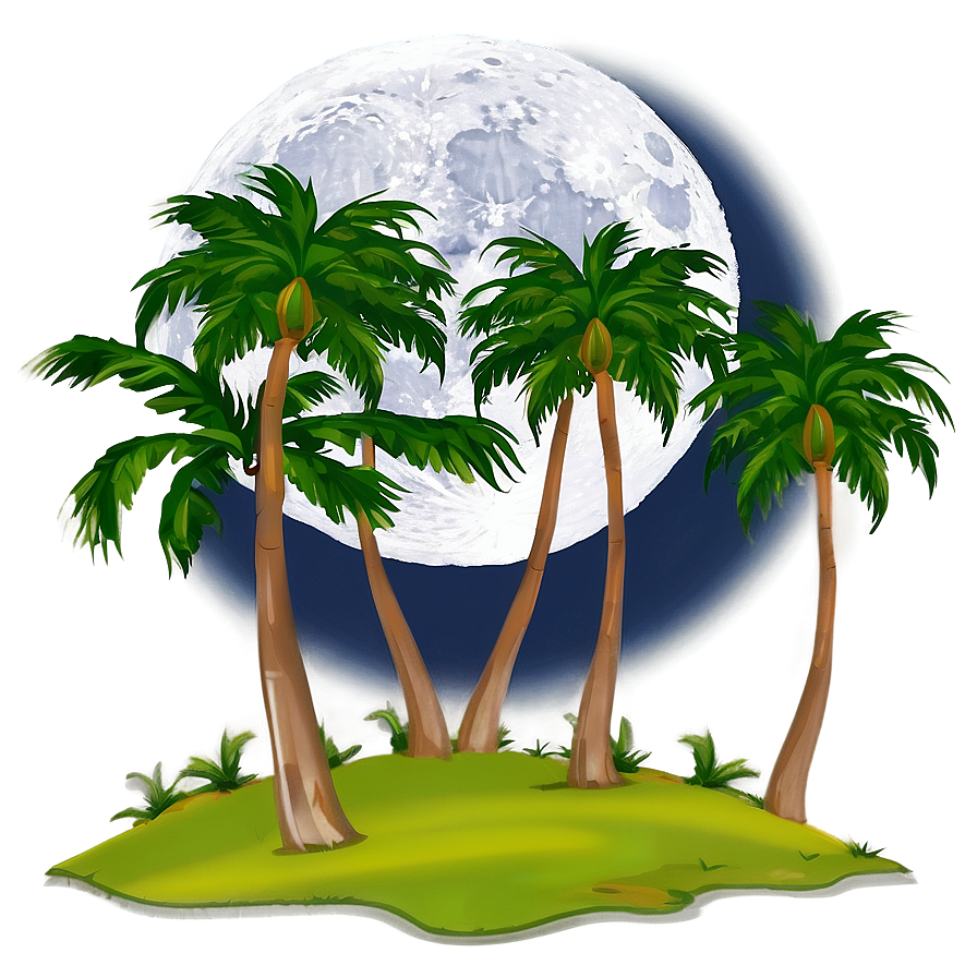 Palm Trees With Moon Png Cge99