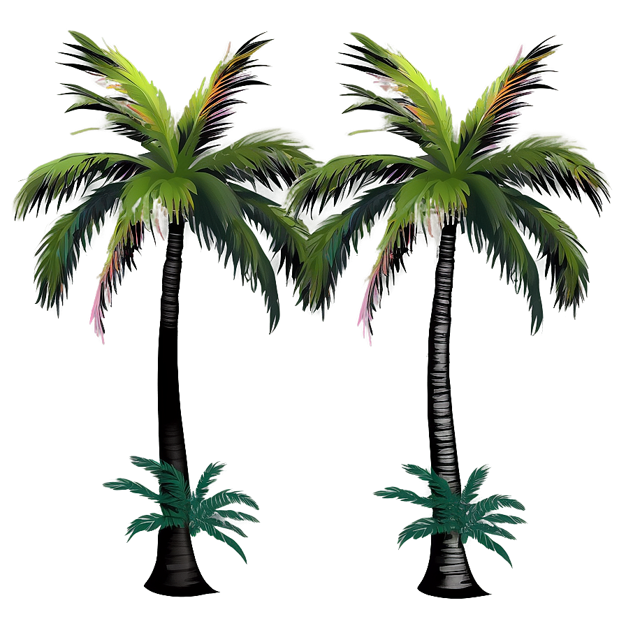 Palm Trees With Sunset Background Png 05042024