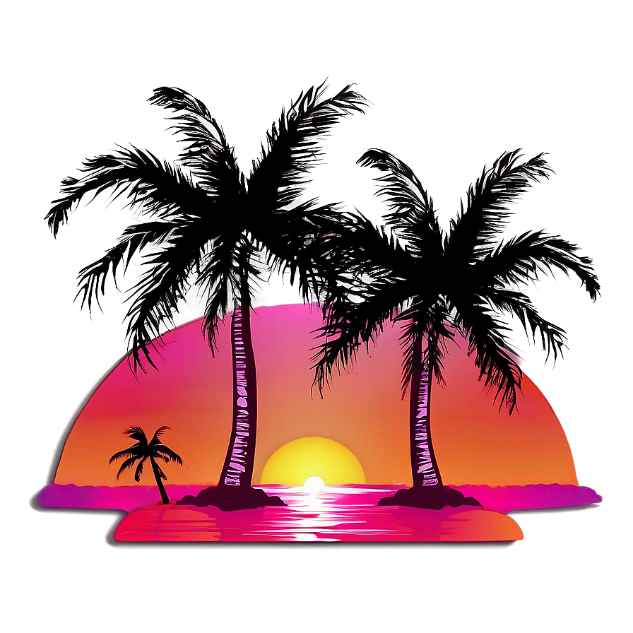 Palm Trees With Sunset Background Png Epn17