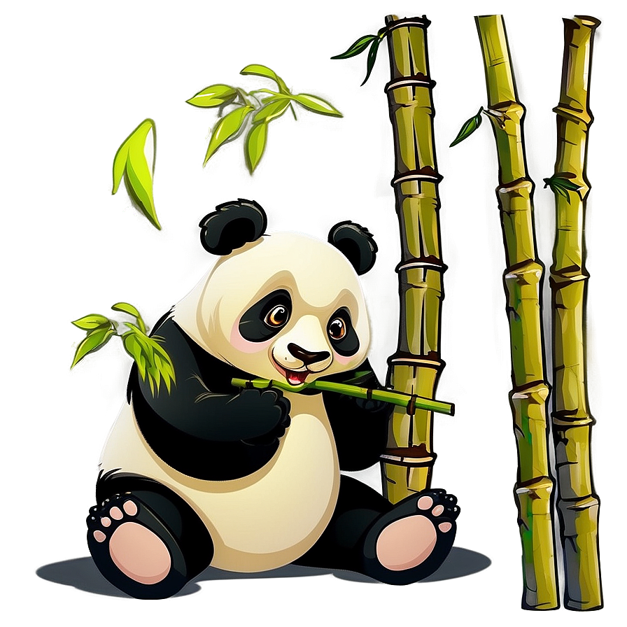 Panda Eating Bamboo Cartoon Png Vhr