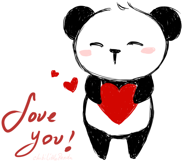 Panda Heart Love You Illustration