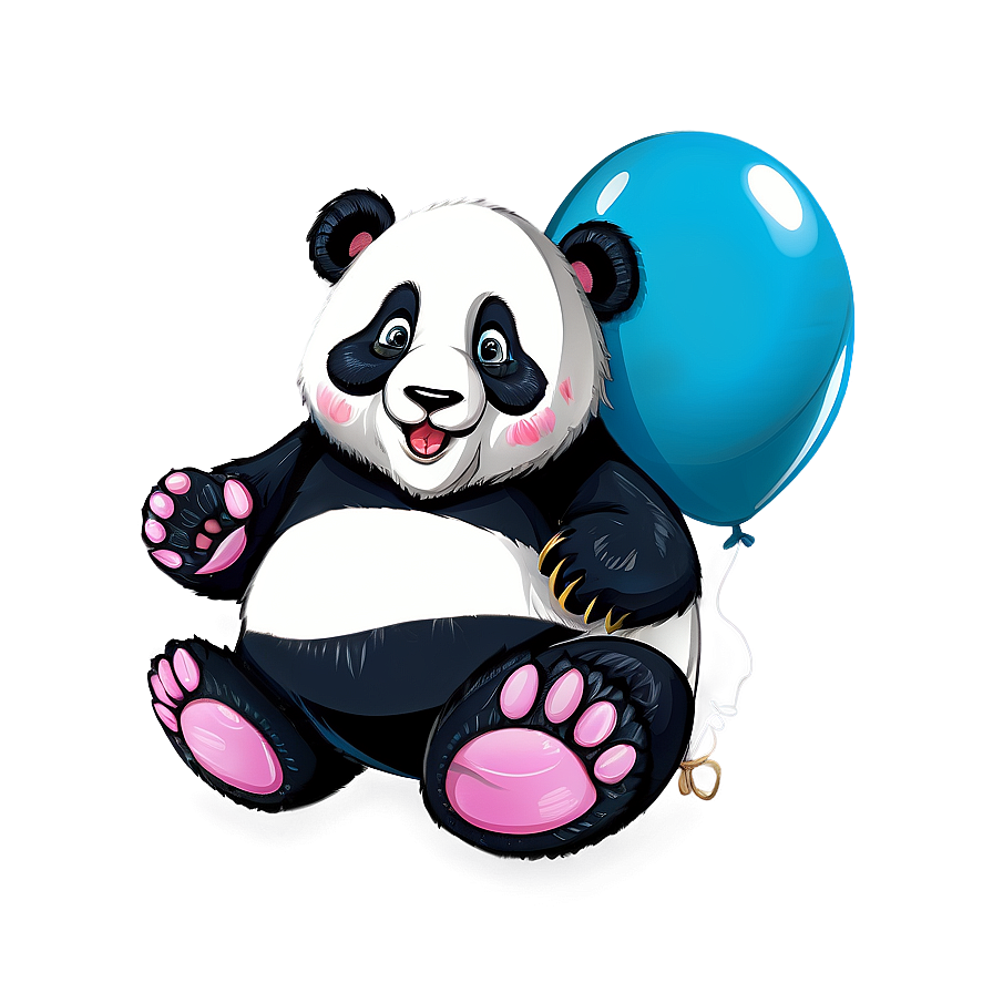 Panda With Balloons Png Whb