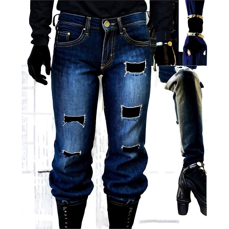 Paneled Blue Jeans Png 06112024