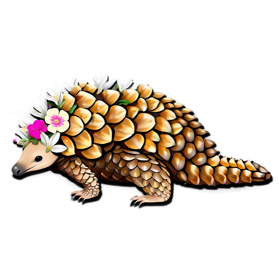 Pangolin With Flowers Png Mms83