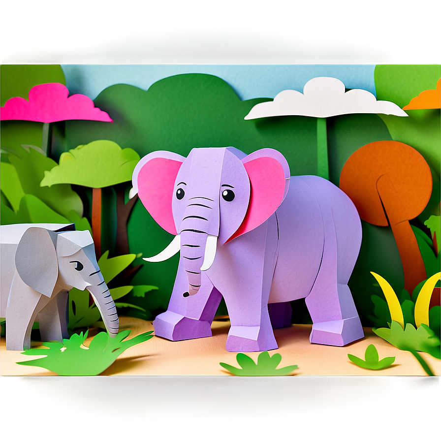 Papercraft Animals In Zoo Scene Png 80