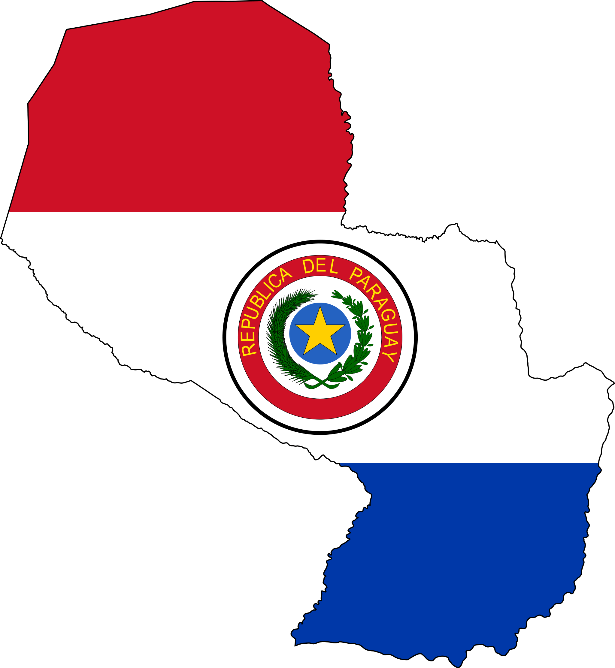 Paraguay Mapwith Flagand Coatof Arms