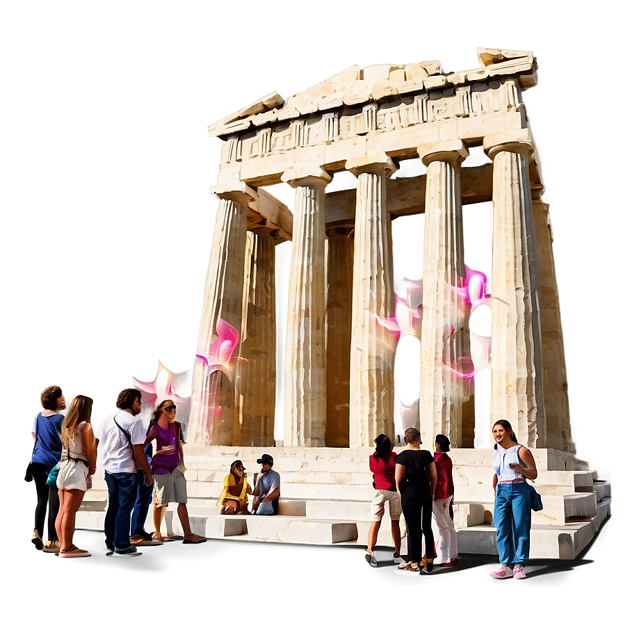 Parthenon With Tourists Png 06252024