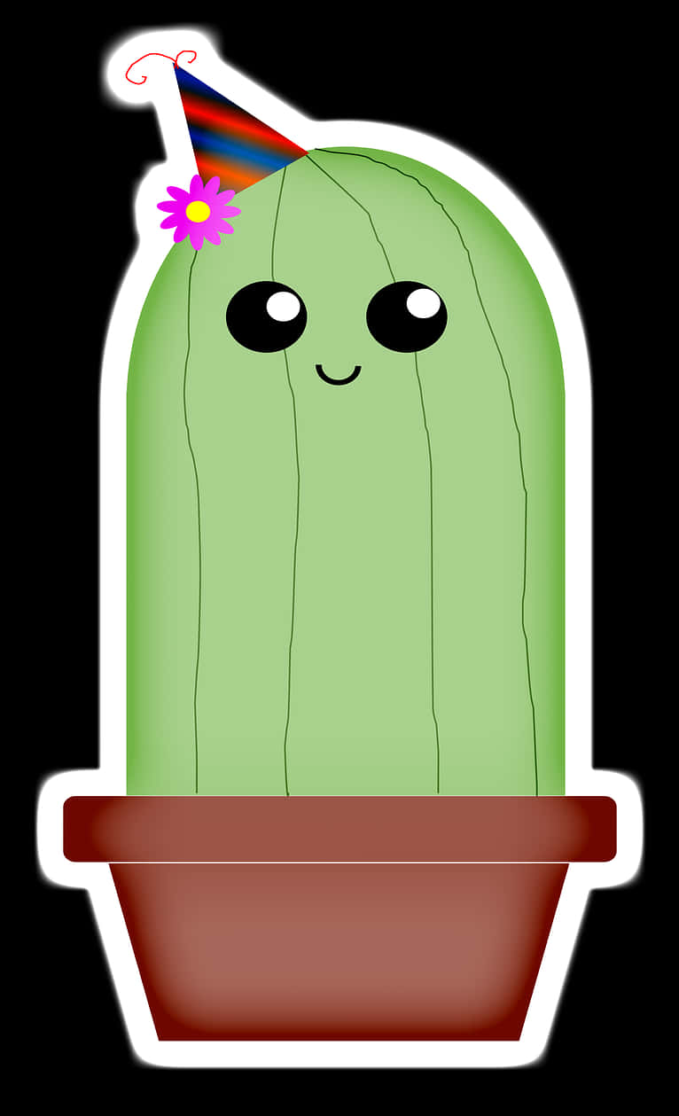 Party Cactus Cartoon Illustration