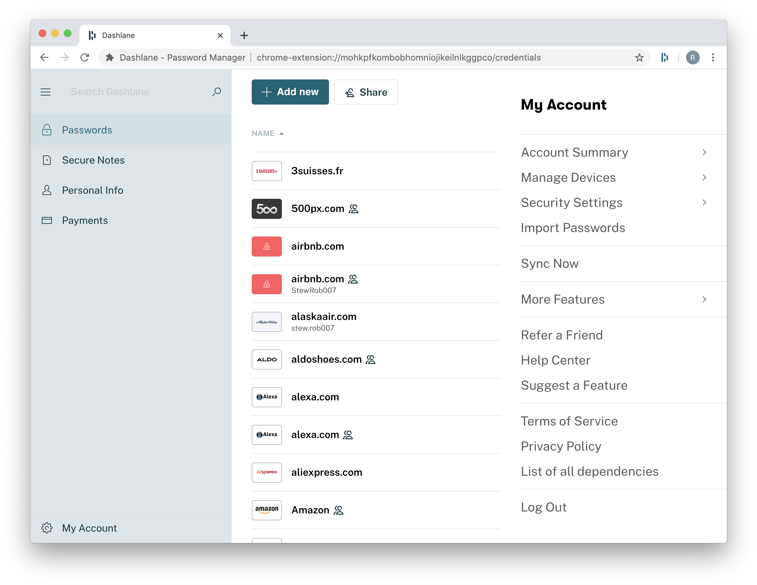 Password Manager Interface Dashboard