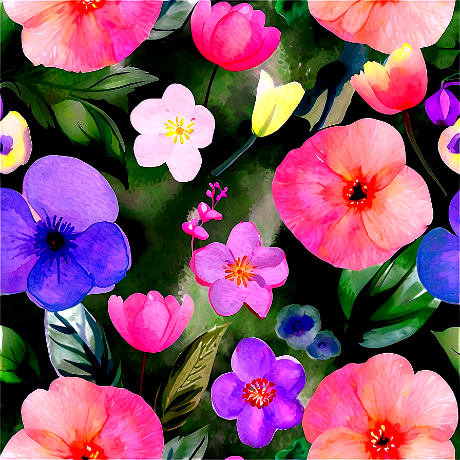 Pastel Watercolor Flowers Png 61