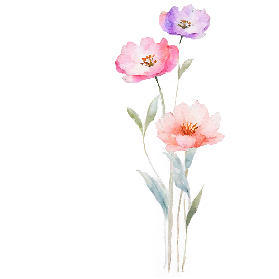 Pastel Watercolor Flowers Png Fjs