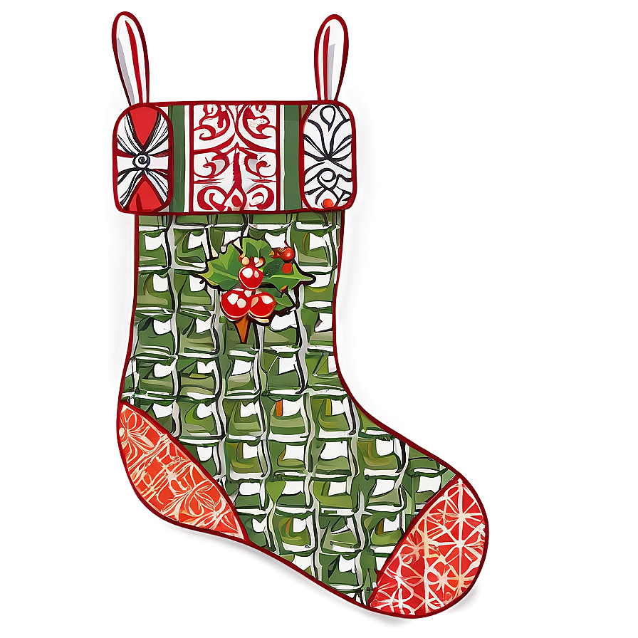 Patchwork Christmas Stocking Png Oaa