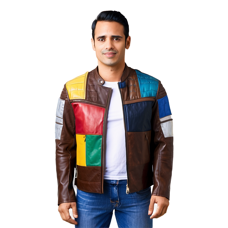 Patchwork Leather Jacket Png 62