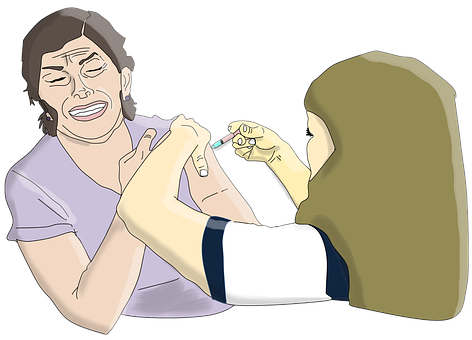 Patient Receiving Injection Cartoon