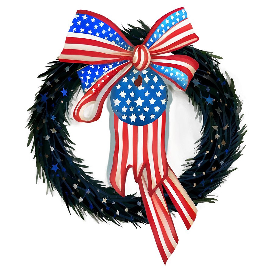Patriotic 4th Of July Wreath Png Wgs7