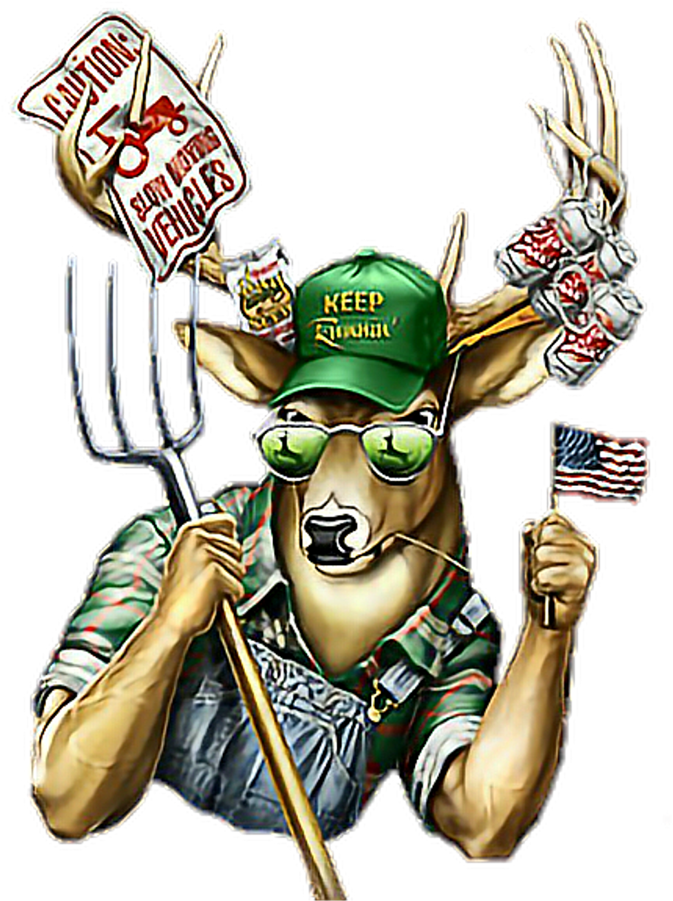 Patriotic Deer Cartoon Redneck