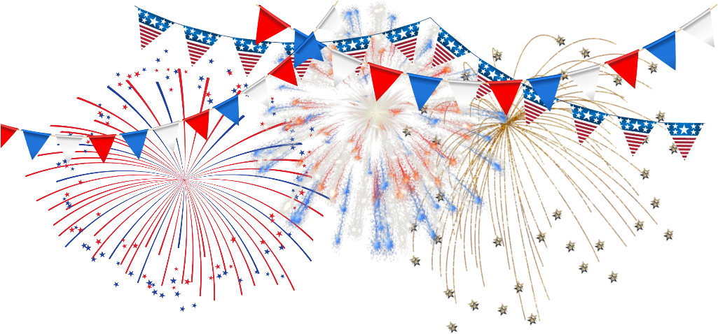 Patriotic Fireworksand Bunting Clipart