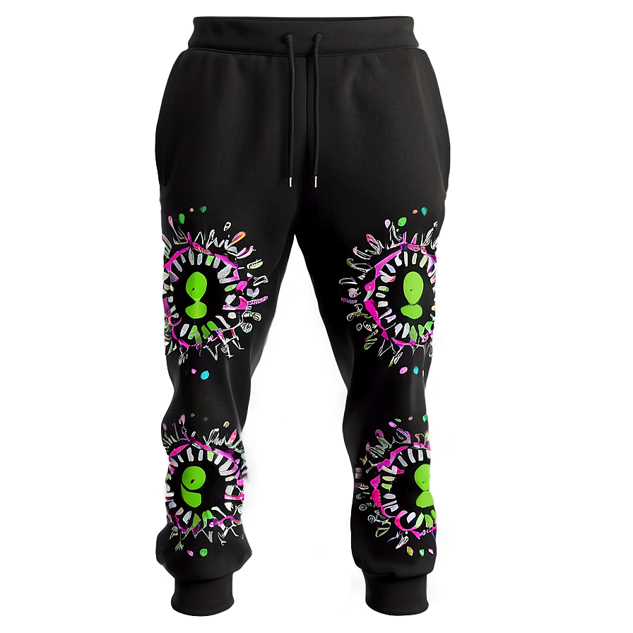 Patterned Black Sweatpants Png Jam