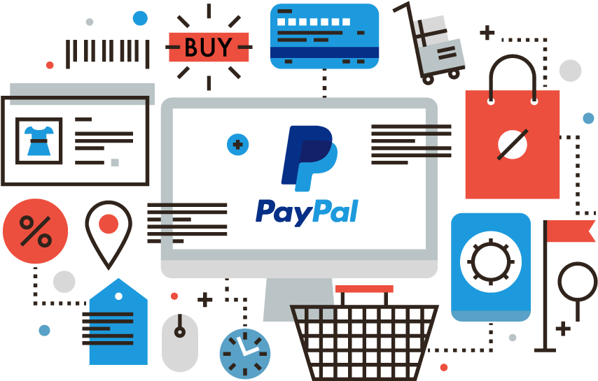 Pay Pal Online Shoppingand Payment Illustration