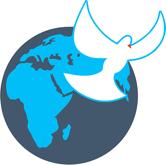 Peace Dove Over Blue Globe