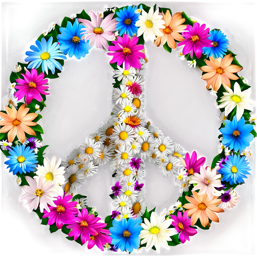 Peace Sign With Flowers Png 05252024